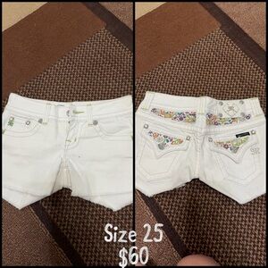 Miss Me White Denim Shorts with Colorful Floral Embroidery
